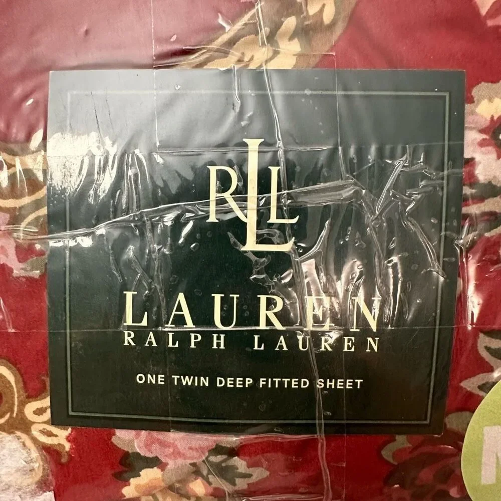 LAUREN Ralph Lauren Marseilles Floral Red Twin Premium Fitted Sheet Vintage‎ New